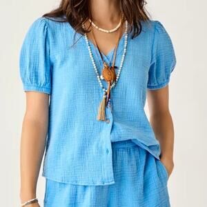 Carve Designs Women’s Small Top Milo 100% Organic Cotton Gauze Short Sleeve